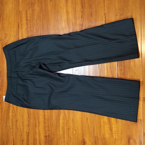 Signature Larry Levine Charcoal High Rise Pin Strip Trousers - Picture 10 of 13